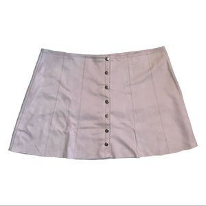 Pastel pink button up suede skater skirt